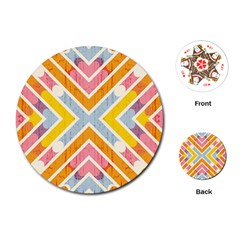 Line Pattern Cross Print Repeat Playing Cards (round) 