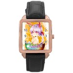 Easter Bunny Girl Rose Gold Leather Watch  Front