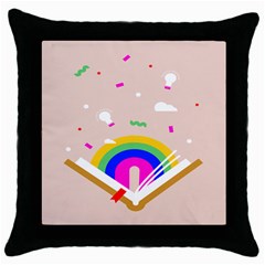 Books Rainboe Lamp Star Pink Throw Pillow Case (black) by Mariart