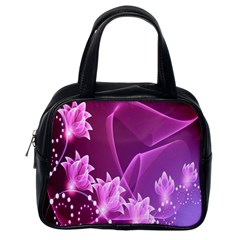 Lotus Sunflower Sakura Flower Floral Pink Purple Polka Leaf Polkadot Waves Wave Chevron Classic Handbags (one Side) by Mariart