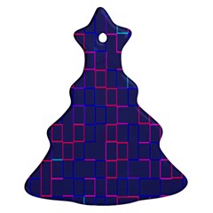 Grid Lines Square Pink Cyan Purple Blue Squares Lines Plaid Christmas Tree Ornament (two Sides) by Mariart