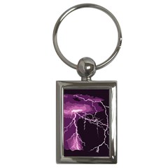 Lightning Pink Sky Rain Purple Light Key Chains (rectangle)  by Mariart