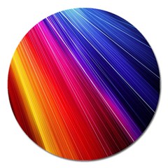 Multicolor Light Beam Line Rainbow Red Blue Orange Gold Purple Pink Magnet 5  (round) by Mariart