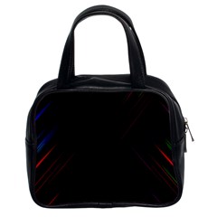 Streaks Line Light Neon Space Rainbow Color Black Classic Handbags (2 Sides) by Mariart