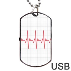 Cardiogram Vary Heart Rate Perform Line Red Plaid Wave Waves Chevron Dog Tag Usb Flash (two Sides) by Mariart