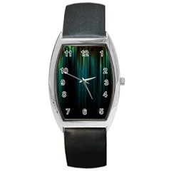 Lines Light Shadow Vertical Aurora Barrel Style Metal Watch by Mariart