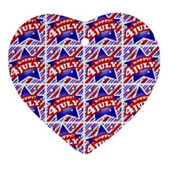 Happy 4th Of July Theme Pattern Ornament (heart) by dflcprints