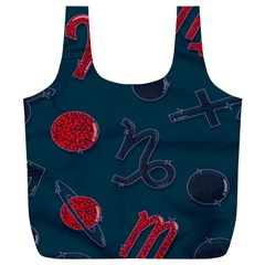 Zodiac Signs Planets Blue Red Space Full Print Recycle Bags (l)  by Mariart