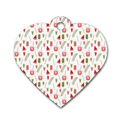 Watermelon Fruit Paterns Dog Tag Heart (one Side) by TastefulDesigns