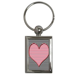 Heart Stripes Symbol Striped Key Chains (rectangle)  by Nexatart