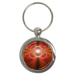 Liquid Sunset, A Beautiful Fractal Burst Of Fiery Colors Key Chains (round)  by jayaprime