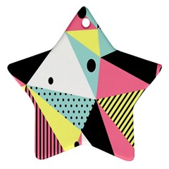 Geometric Polka Triangle Dots Line Ornament (star) by Mariart