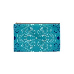 Repeatable Flower Leaf Blue Cosmetic Bag (small)  by Mariart
