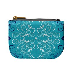 Repeatable Flower Leaf Blue Mini Coin Purses by Mariart