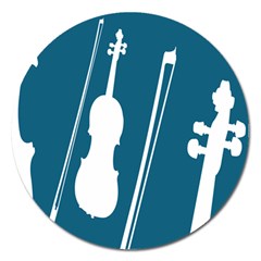 Violin Music Blue Magnet 5  (round) by Mariart