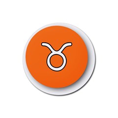 Taurus Symbol Sign Orange Rubber Coaster (round)  by Mariart