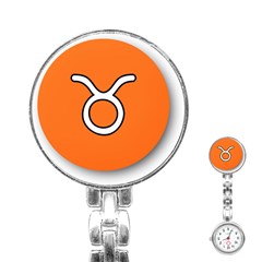 Taurus Symbol Sign Orange Stainless Steel Nurses Watch by Mariart