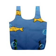 Water Bubbles Fish Seaworld Blue Full Print Recycle Bags (m)  by Mariart