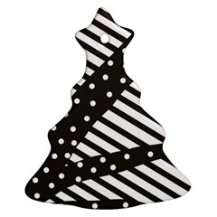 Ambiguous Stripes Line Polka Dots Black Ornament (christmas Tree)  by Mariart