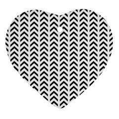 Chevron Triangle Black Heart Ornament (two Sides) by Mariart