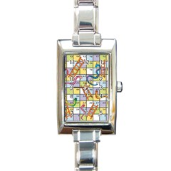 Snakes Ladders Game Board Rectangle Italian Charm Watch by Mariart