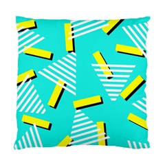 Vintage Unique Graphics Memphis Style Geometric Triangle Line Cube Yellow Green Blue Standard Cushion Case (two Sides) by Mariart