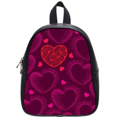 Love Heart Polka Dots Pink School Bags (small)  by Mariart