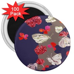 Original Butterfly Carnation 3  Magnets (100 Pack) by Mariart