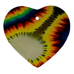 Red Blue Yellow Green Medium Rainbow Tie Dye Kaleidoscope Opaque Color Ornament (heart) by Mariart