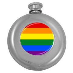 Pride Rainbow Flag Round Hip Flask (5 Oz) by Valentinaart