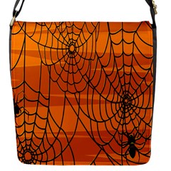 Vector Seamless Pattern With Spider Web On Orange Flap Messenger Bag (s) by BangZart