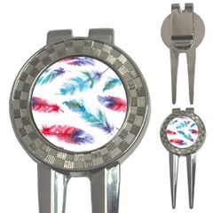 Watercolor Feather Background 3-in-1 Golf Divots