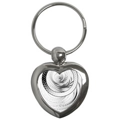 Enso, A Perfect Black And White Zen Fractal Circle Key Chains (heart)  by jayaprime
