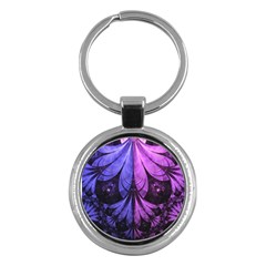Beautiful Lilac Fractal Feathers Of The Starling Key Chains (round)  by jayaprime