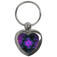 Beautiful Ultraviolet Lilac Orchid Fractal Flowers Key Chains (heart)  by jayaprime