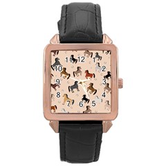 Horses For Courses Pattern Rose Gold Leather Watch  by BangZart