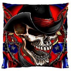Confederate Flag Usa America United States Csa Civil War Rebel Dixie Military Poster Skull Large Cushion Case (two Sides) by BangZart