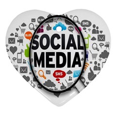 Social Media Computer Internet Typography Text Poster Heart Ornament (two Sides) by BangZart