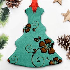 Chocolate Background Floral Pattern Ornament (christmas Tree) 
