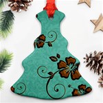 Chocolate Background Floral Pattern Ornament (Christmas Tree)  Front