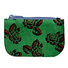 Chocolate Background Floral Pattern Large Coin Purse