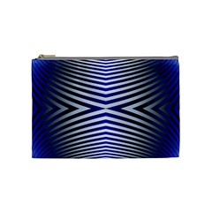 Blue Lines Iterative Art Wave Chevron Cosmetic Bag (medium)  by Mariart