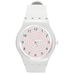 Double Line Spiral Spines Red Black Circle Round Plastic Sport Watch (m) by Mariart