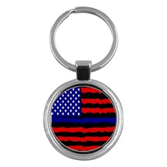 Flag American Line Star Red Blue White Black Beauty Key Chains (round)  by Mariart