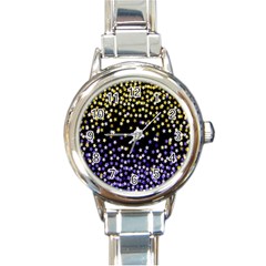 Space Star Light Gold Blue Beauty Black Round Italian Charm Watch by Mariart