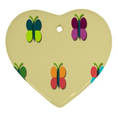 Spring Butterfly Wallpapers Beauty Cute Funny Heart Ornament (two Sides) by Mariart