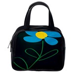 Whimsical Blue Flower Green Sexy Classic Handbags (One Side) Front