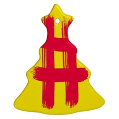 Fun Ain t Gone Fence Sign Red Yellow Flag Ornament (christmas Tree)  by Mariart