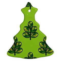Seamless Background Green Leaves Black Outline Christmas Tree Ornament (two Sides) by Mariart