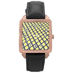 Wafer Size Figure Rose Gold Leather Watch  by Mariart